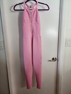 Pink Textured Halter Jumpsuit Size S/M